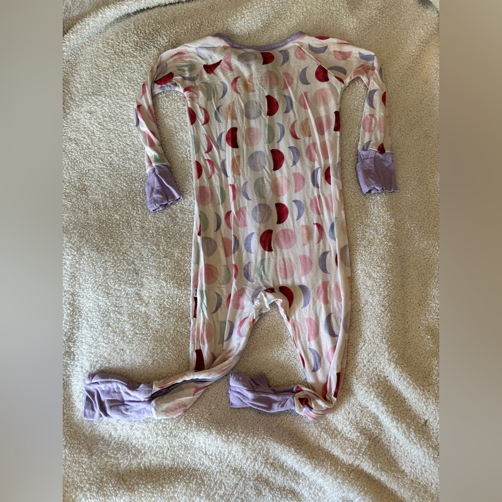Little Sleepies Bamboo Luna Moon Zip Footie Pajama, pink and purple, 12-18 mo - Picture 2 of 3